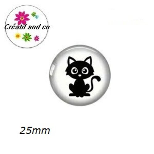 Cabochon chat noir 25mm