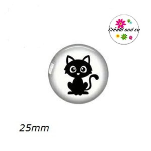 Cabochon chat noir 25mm