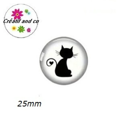 Cabochon chat noir 25mm