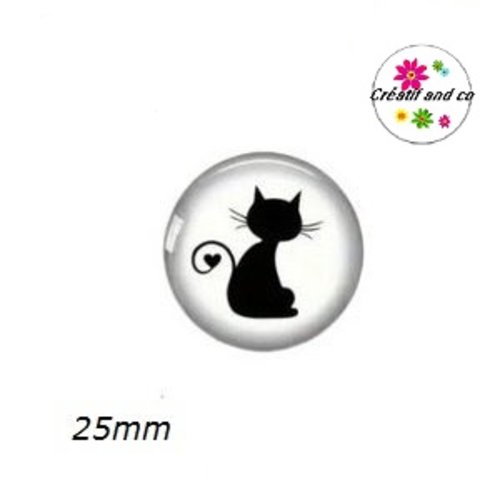 Cabochon chat noir 25mm