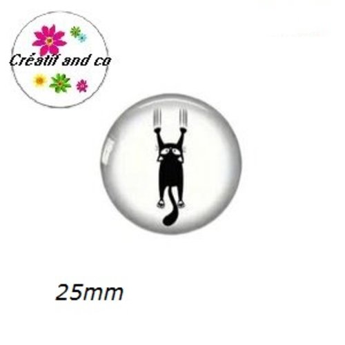 Cabochon chat noir 25mm