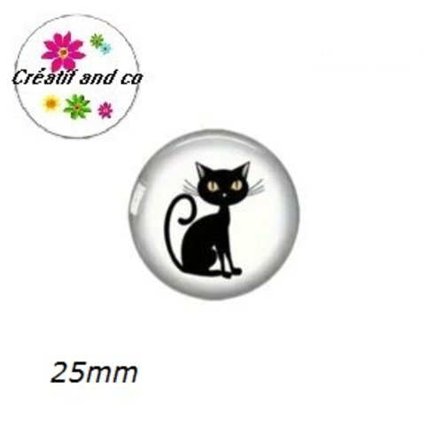 Cabochon chat noir 25mm