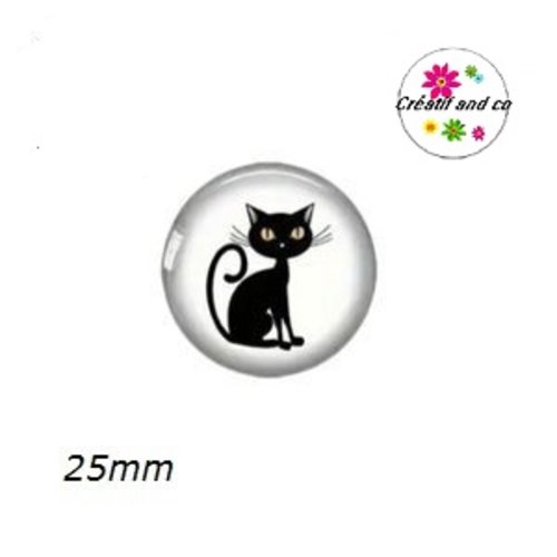 Cabochon chat noir 25mm
