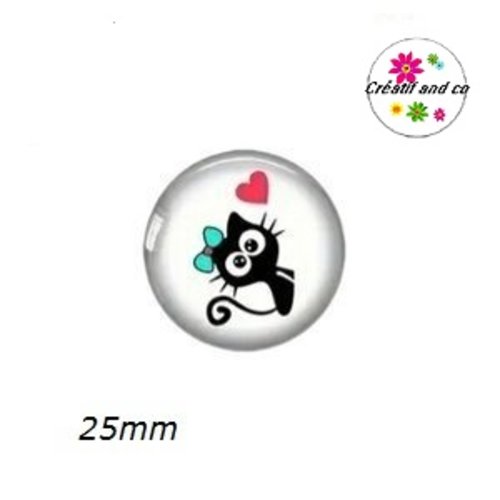 Cabochon chat noir 25mm