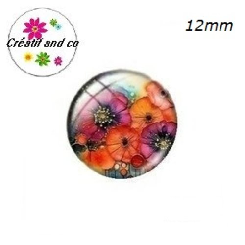 X2 cabochons fleuris 12mm