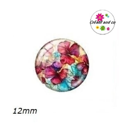 X2 cabochons fleuris 12mm