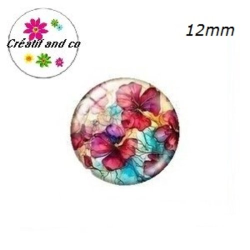 X2 cabochons fleuris 12mm