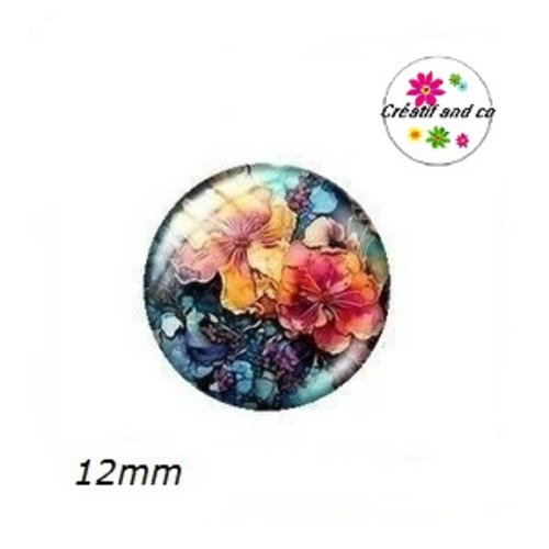 X2 cabochons fleuris 12mm