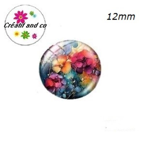 X2 cabochons fleuris 12mm