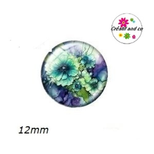 X2 cabochons fleuris 12mm