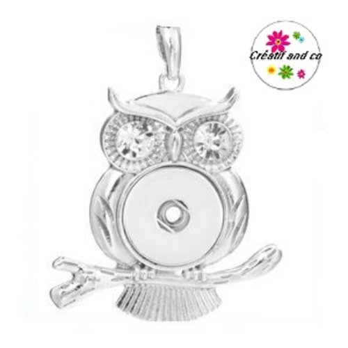 Pendentif hibou yeux strass pour bouton pression