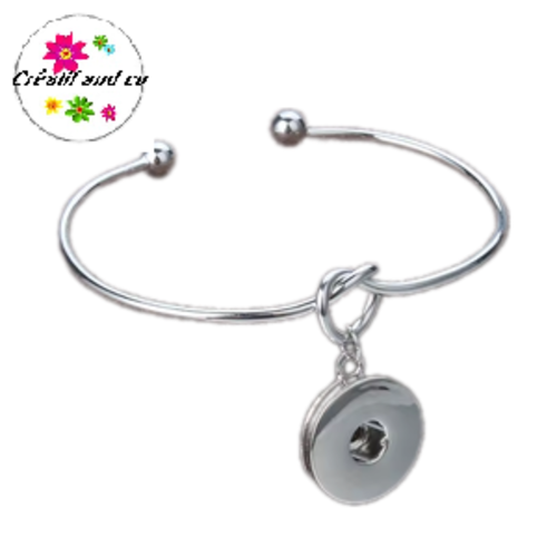 Bracelet ouvert argenté pour bouton pression 18mm