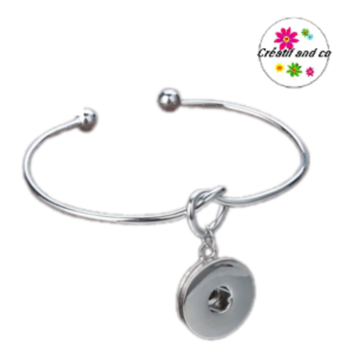 Bracelet ouvert argenté pour bouton pression 18mm