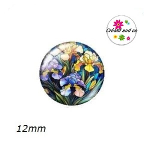 X2 cabochons fleuris 12mm