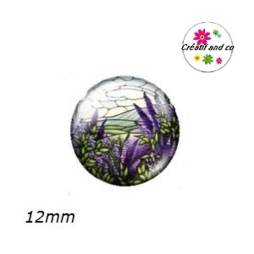 X2 cabochons fleuris 12mm