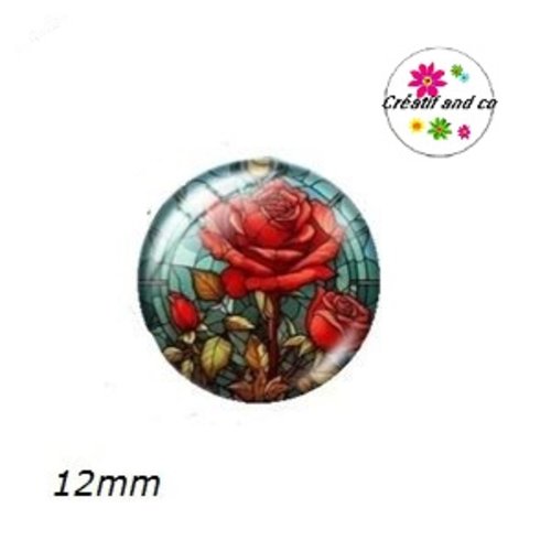 X2 cabochons fleuris 12mm