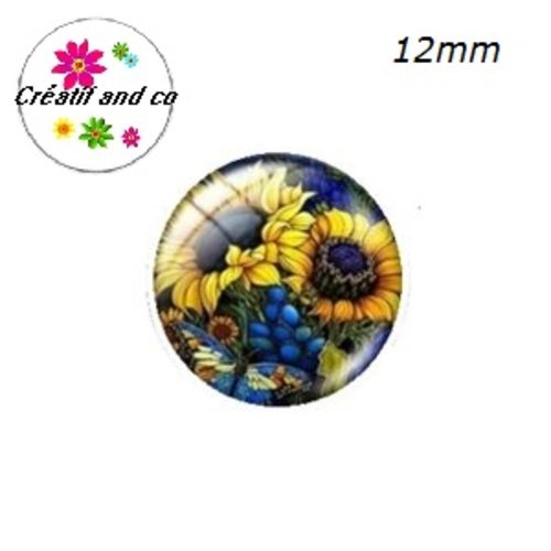 X2 cabochons fleuris 12mm
