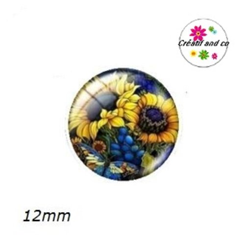 X2 cabochons fleuris 12mm