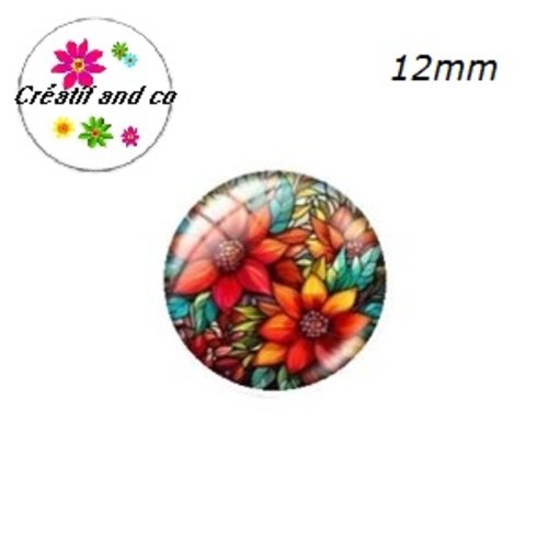 X2 cabochons fleuris 12mm
