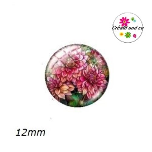 X2 cabochons fleuris 12mm