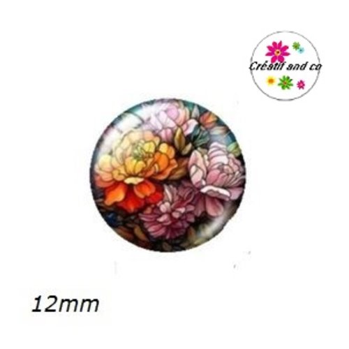 X2 cabochons fleuris 12mm