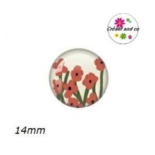X2 cabochons fleurs abstraites 14mm