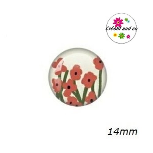 X2 cabochons fleurs abstraites 14mm
