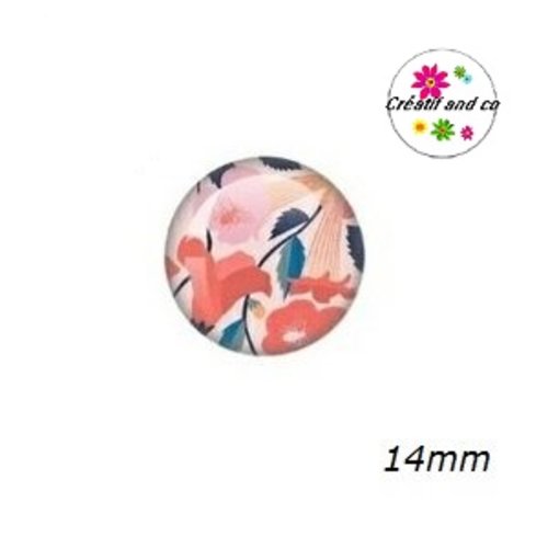 X2 cabochons fleurs abstraites 14mm