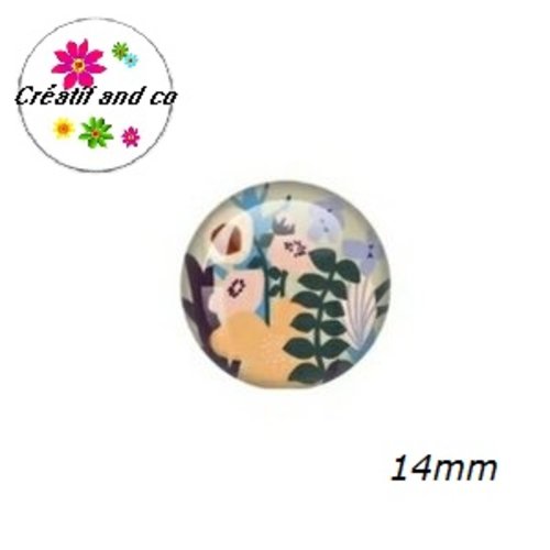 X2 cabochons fleurs abstraites 14mm