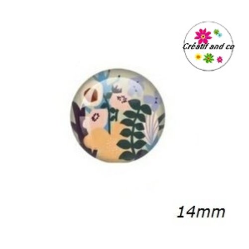 X2 cabochons fleurs abstraites 14mm
