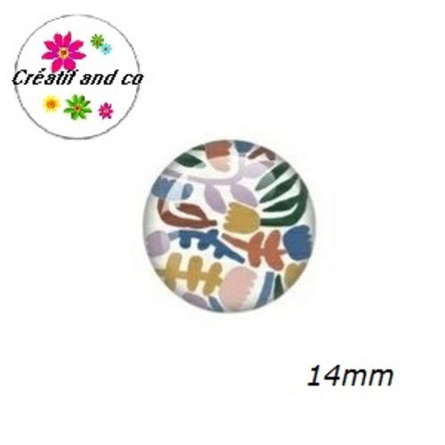 X2 cabochons fleurs abstraites 14mm