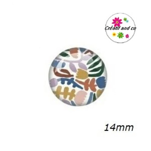 X2 cabochons fleurs abstraites 14mm