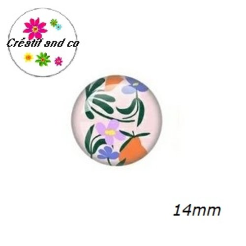 X2 cabochons fleurs abstraites 14mm