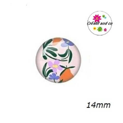 X2 cabochons fleurs abstraites 14mm