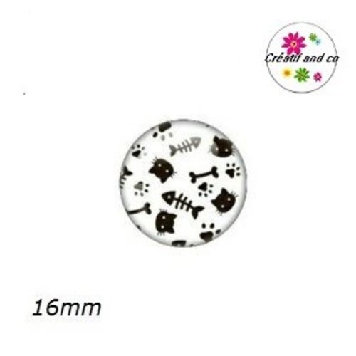 X2 cabochons thème chat 16mm