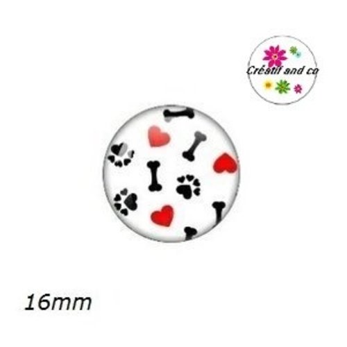X2 cabochons thème chien 16mm