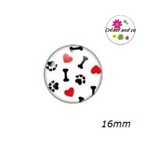 X2 cabochons thème chien 16mm