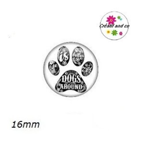 X2 cabochons thème chien 16mm