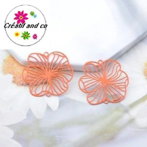 Connecteur estampe fleur orange 25mm