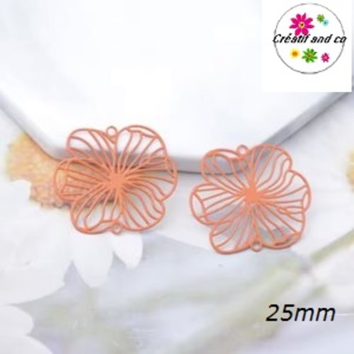 Connecteur estampe fleur orange 25mm