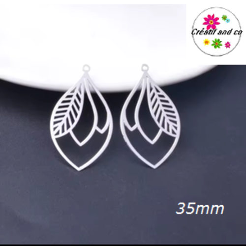 Breloque estampe feuille argent 35mm