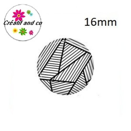 X2 cabochons motif géomètrique 16mm