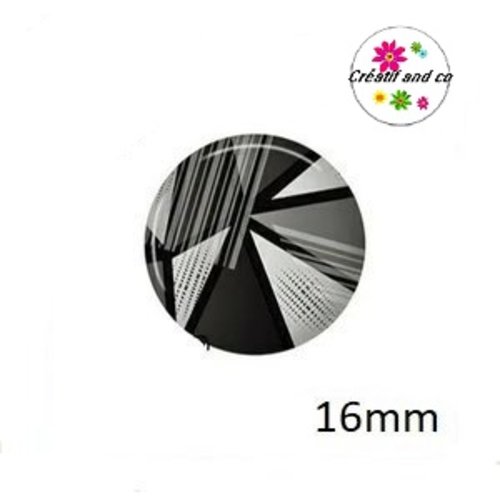 X2 cabochons motif géomètrique 16mm
