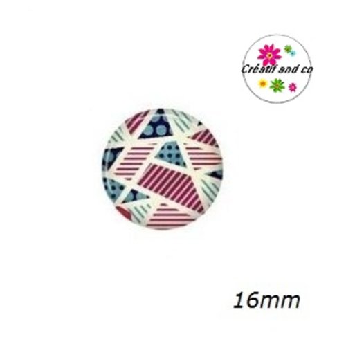 X2 cabochons motif géomètrique 16mm