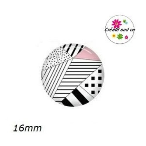 X2 cabochons motif géomètrique 16mm