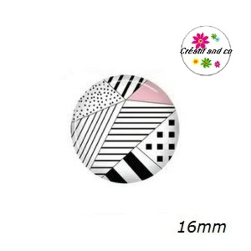 X2 cabochons motif géomètrique 16mm