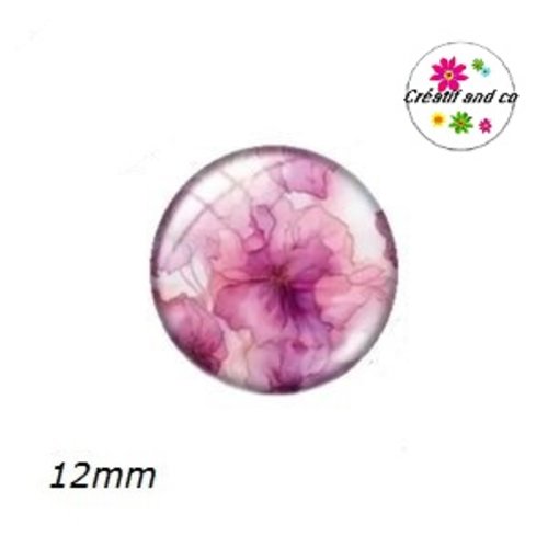 X2 cabochons fleurs ton pastel 12mm