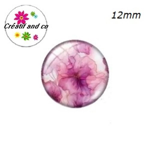 X2 cabochons fleurs ton pastel 12mm