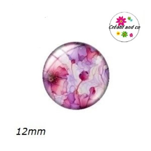 X2 cabochons fleurs ton pastel 12mm