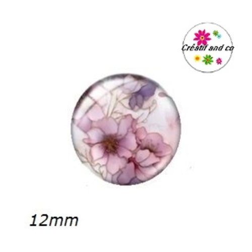 X2 cabochons fleurs ton pastel 12mm